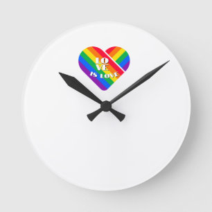 Pride Rainbow Heart   Round Clock