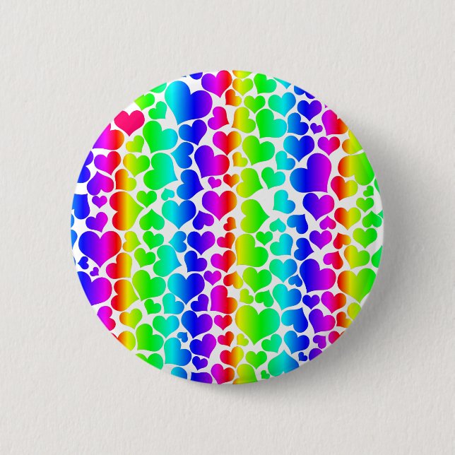 pride rainbow hearts 6 cm round badge (Front)