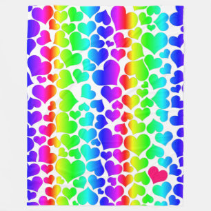 pride rainbow hearts fleece blanket