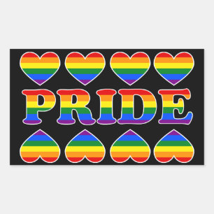 PRIDE Rainbow Hearts Rectangular Sticker