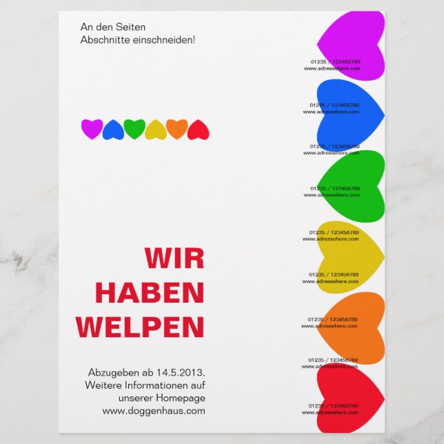 Pride Rainbow Hearts Ripp off Flyer (Front)