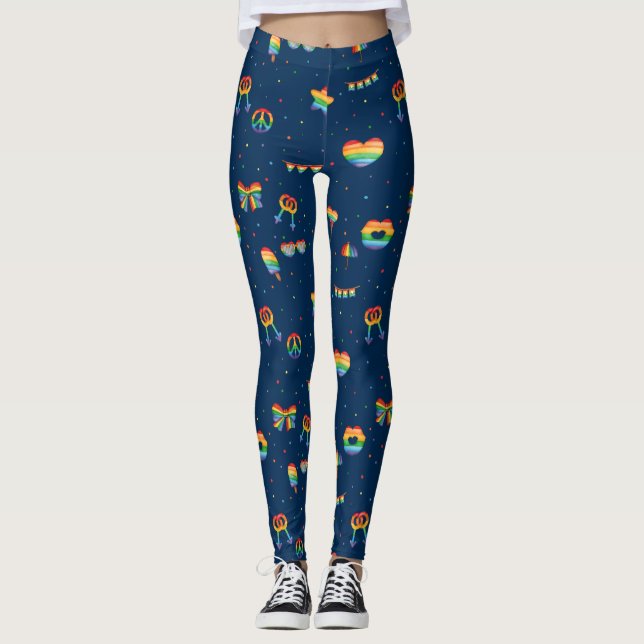 Pride Rainbow LGBT Gay Queer One Love Pattern Leggings (Front)