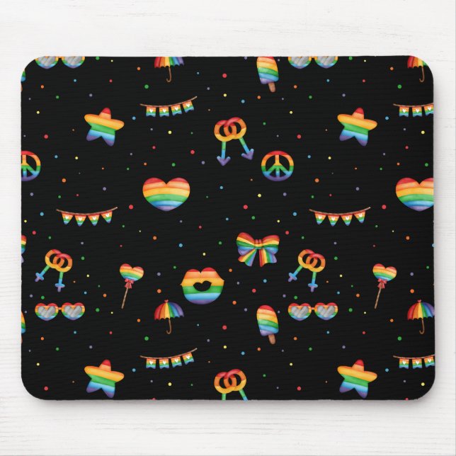 Pride Rainbow LGBT Gay Queer One Love Pattern Mous Mouse Pad (Front)