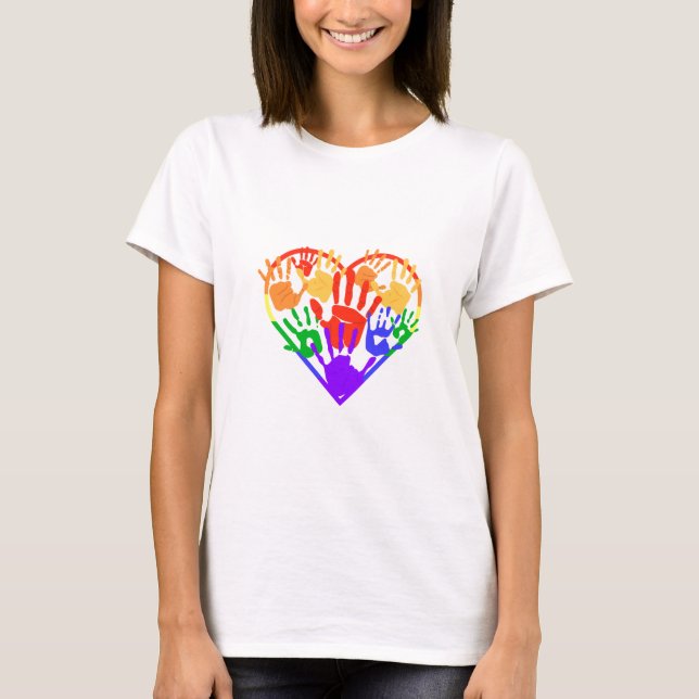 Pride Rainbow LGBTQ+ colourful Heart T-Shirt (Front)