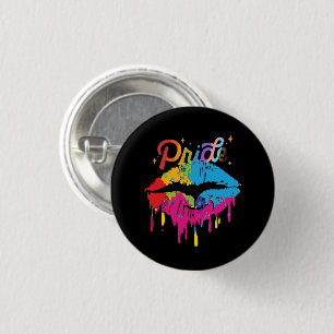 Pride Rainbow Lips LGBTQ Dripping Lips 3 Cm Round Badge