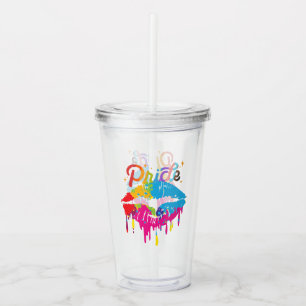 Pride Rainbow Lips LGBTQ Dripping Lips Acrylic Tumbler