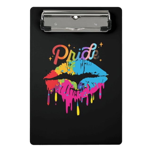 Pride Rainbow Lips | LGBTQ | Dripping Lips Mini Clipboard (Front)