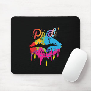 Pride Rainbow Lips   LGBTQ   Dripping Lips Mouse Pad