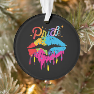 Pride Rainbow Lips LGBTQ Dripping Lips Ornament