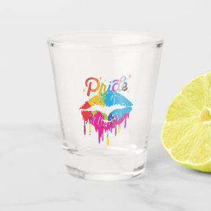 Pride Rainbow Lips   LGBTQ   Dripping Lips Shot Glass