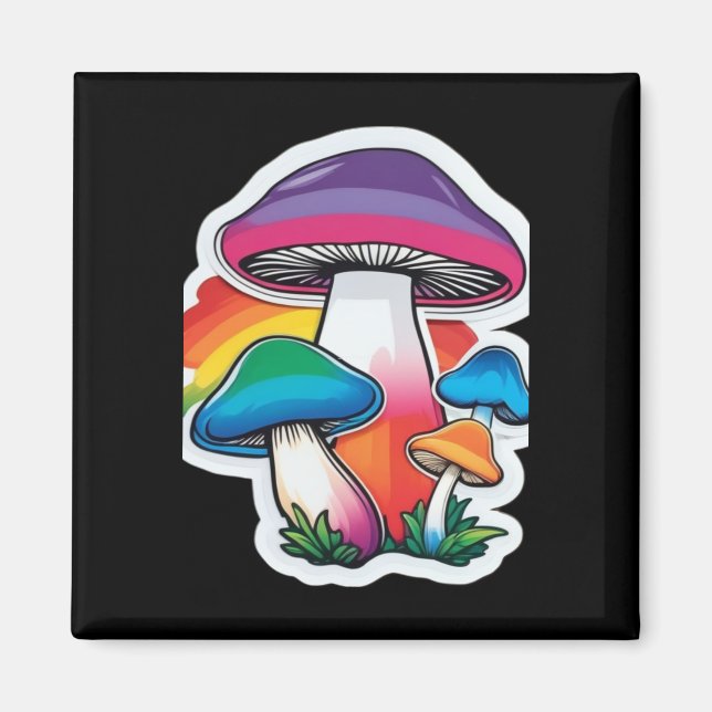 Pride Rainbow Mushroom Sticker Cute Kawaii Nature  Magnet (Front)