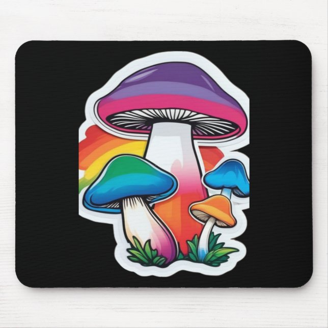 Pride Rainbow Mushroom Sticker Cute Kawaii Nature  Mouse Pad (Front)