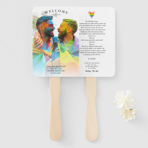 Pride Rainbow Photo Heart Lesbian Gay Wedding Hand Fan