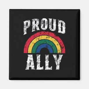 Pride Rainbow Proud Ally Lesbian Pride Vintage Magnet