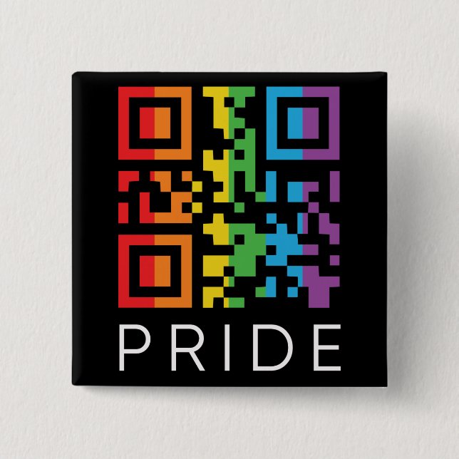 Pride Rainbow QR Code LGBTQIA+ 15 Cm Square Badge (Front)