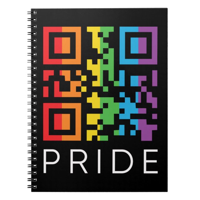 Pride Rainbow QR Code LGBTQIA+ Notebook (Front)