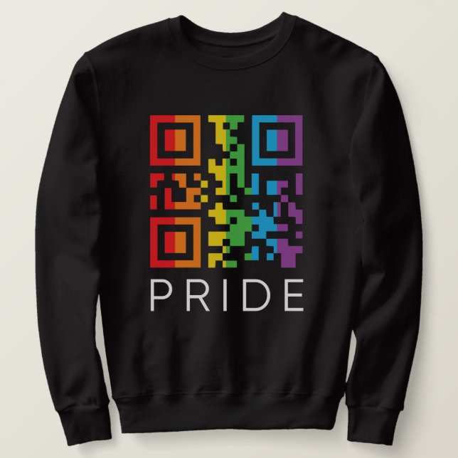 Pride Rainbow QR Code LGBTQIA+ Sweatshirt (Design Front)