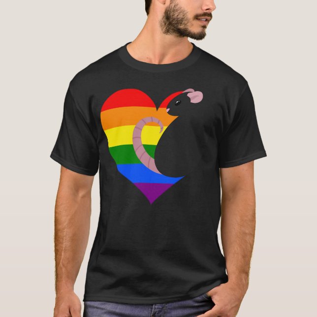 Pride Rainbow Rat - Black T-Shirt (Front)