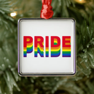 Pride rainbow retro colors gay lgbtq Christmas Metal Tree Decoration