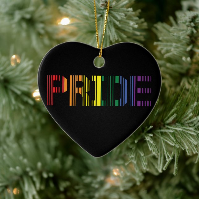 Pride Rainbow Scan Typography   Ceramic Tree Decoration (Tree)