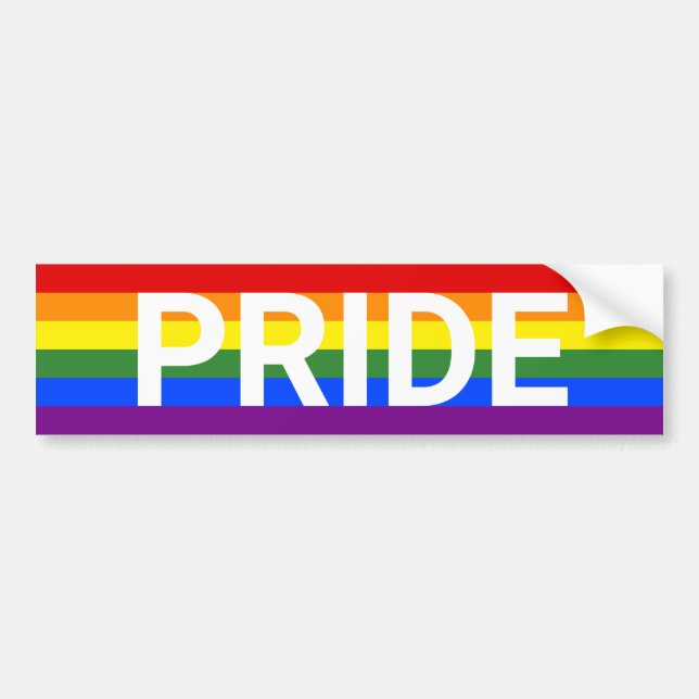 PRIDE Rainbow Stripes LGBT Flag Bumper Sticker (Front)