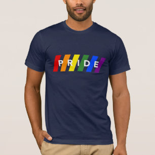 PRIDE Rainbow Stripes on Navy T-Shirt