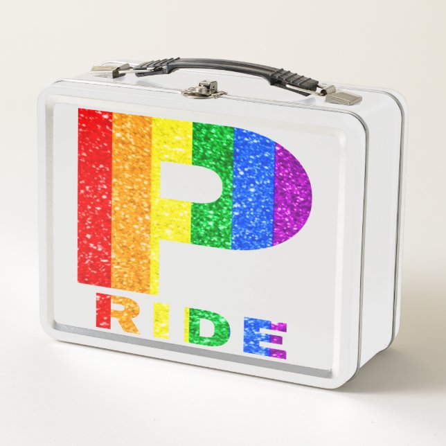 PRIDE RAINBOW TEXT METAL LUNCH BOX (Front)