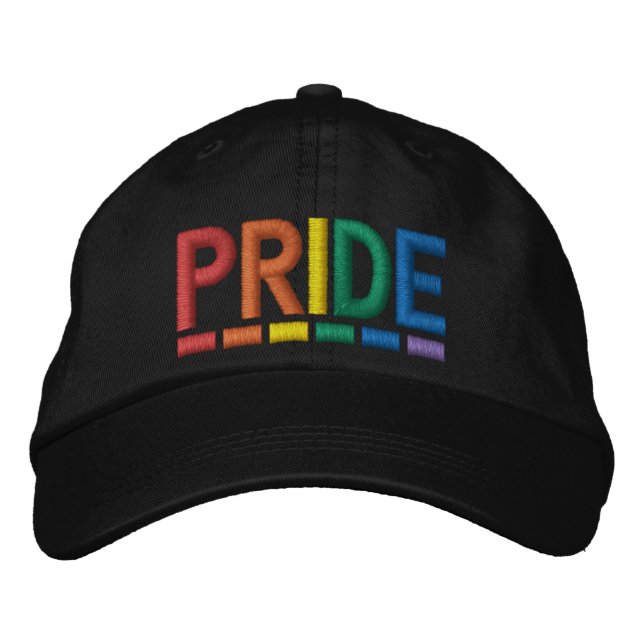 Pride rainbow typography modern embroidered hat (Front)