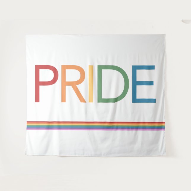 PRIDE Rainbow White Tapestry (Front (Horizontal))