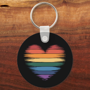 Pride Rainbows Heart Print LGBT Gay Pride  Key Ring