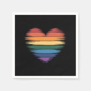 Pride Rainbows Heart Print LGBT Gay Pride Napkin