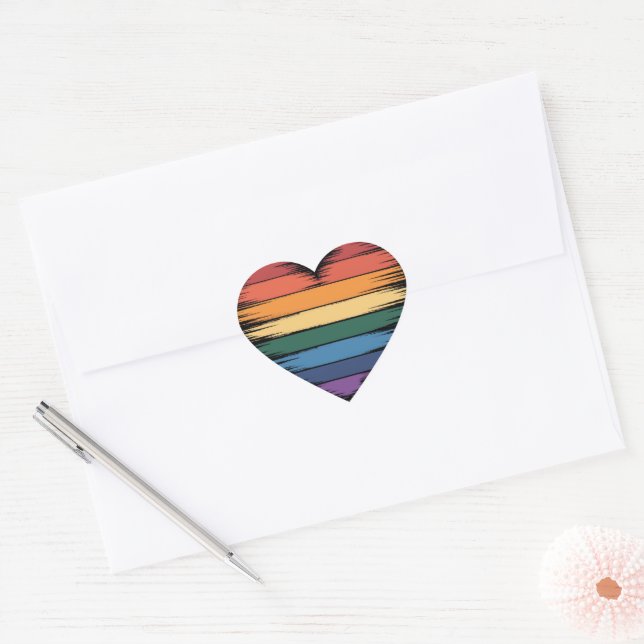 Pride Rainbows Heart Print LGBT Gay Pride  Sticker (Envelope)