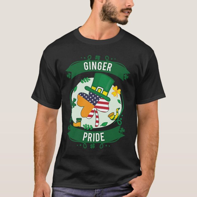 Pride Red Beard Redhead Ginger Bearded Shamrock Pa T-Shirt (Front)