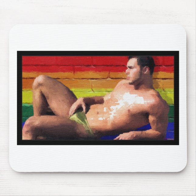 PRIDE Rooftop Hunk - original painting Mouse Pad (Front)