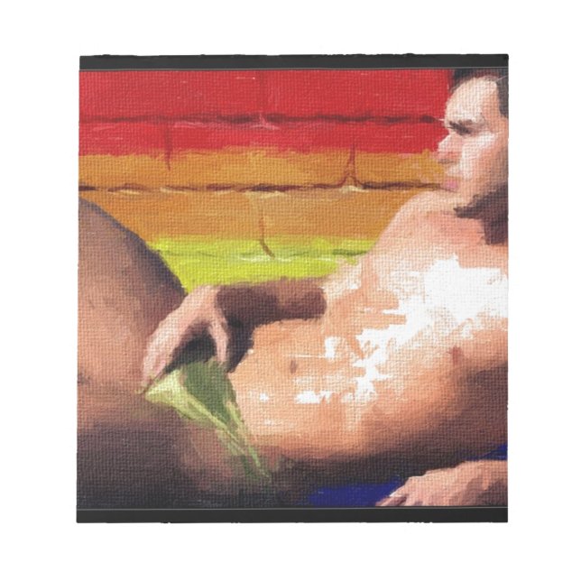 PRIDE Rooftop Hunk - original painting Notepad (Front)