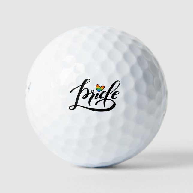 Pride Script Heart Golf Balls (Front)