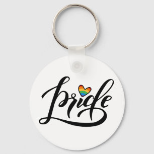 Pride Script Heart Key Ring