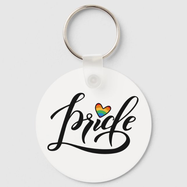 Pride Script Heart Key Ring (Front)