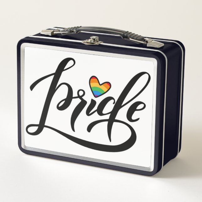 Pride Script Heart Metal Lunch Box (Front)