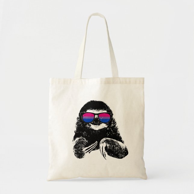 Pride Sloth Bisexual Flag Sunglasses Tote Bag (Front)