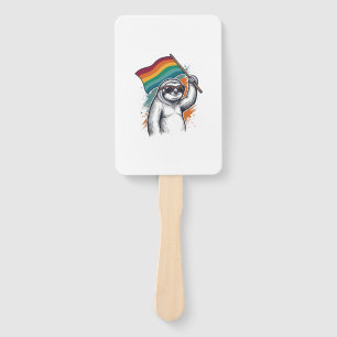 Pride Sloth Vintage Engraving T-Shirt Design_1 Hand Fan