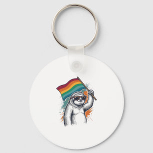 Pride Sloth Vintage Engraving T-Shirt Design_1 Key Ring