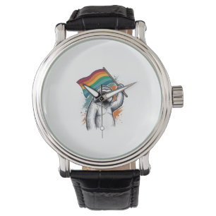 Pride Sloth Vintage Engraving T-Shirt Design_1 Watch