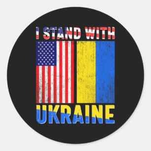 Pride Stand With Ukraine Vintage Ukrainian America Classic Round Sticker