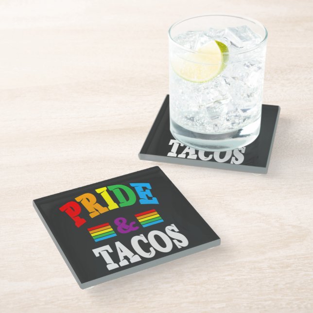 Pride Tacos Lgbt Glass Coaster (Angled)
