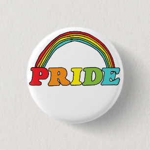 Pride Text and Rainbow 3 Cm Round Badge