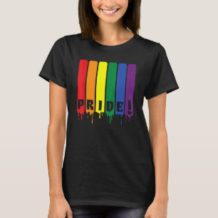 Pride To Pride Month Wet Colour Rainbow Support T-Shirt