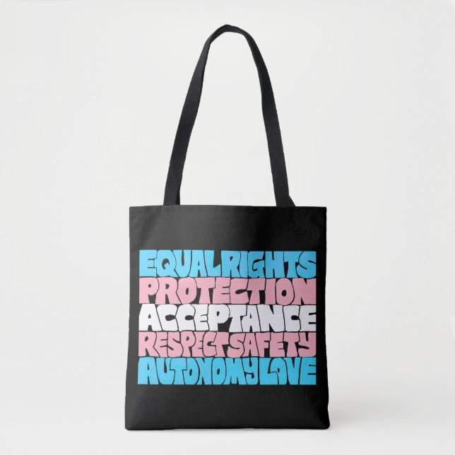 PRIDE Trans rights flag LGBT quote gift typography Tote Bag (Front)