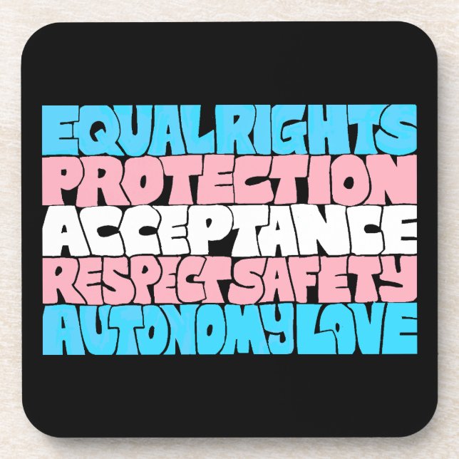 PRIDE Trans rights word art flag LGBT quote gift  Coaster (Front)