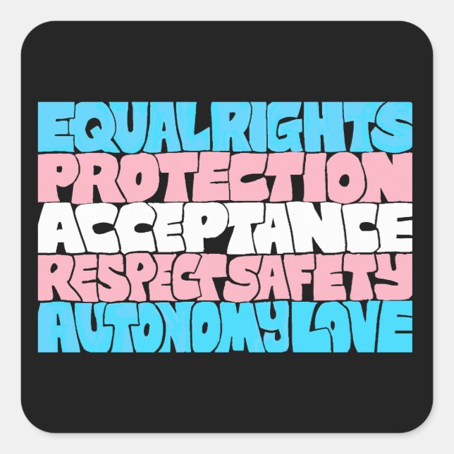 PRIDE Trans rights word art flag LGBT quote gift  Square Sticker (Front)